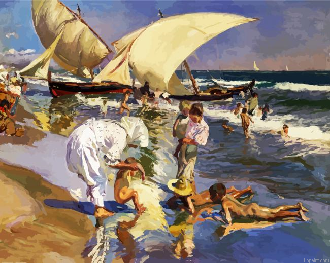 Valencia Beach In The Morning Light Sorolla Paint By Numbers.png
