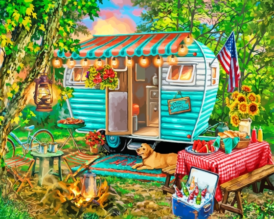 Vanlife Forest Camp Painting By Numberss.png