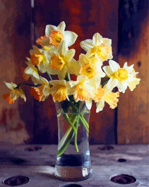 Vase Of Narcissus Flowers Paint By Numbers