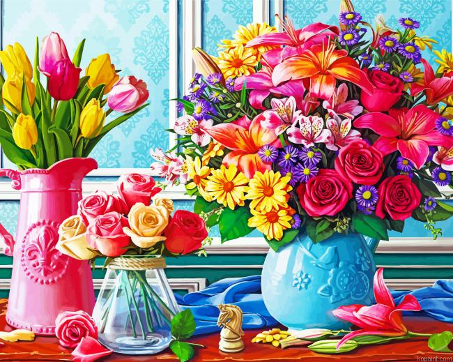 Vases Of Flowers Painting By Numberss.png