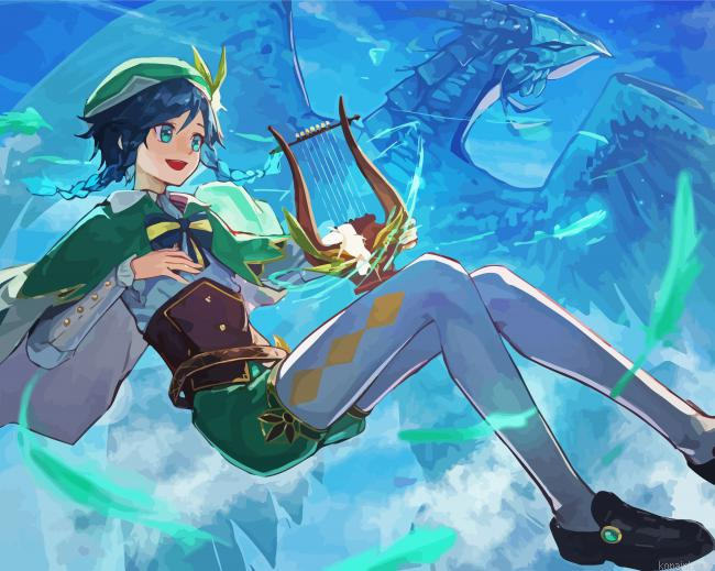 Venti Genshin Impact Video Game Painting By Numberss.png