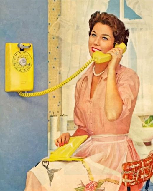 Vinatge Woman Talking On The Phone Painting By Numberss.png