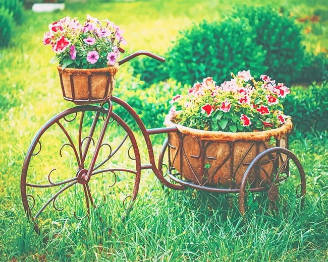 Vintage Bike Equipped Basket Flowers New Painting By Numberss.png