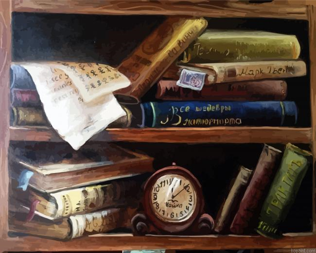 Vintage Bookcase Painting By Numberss.png