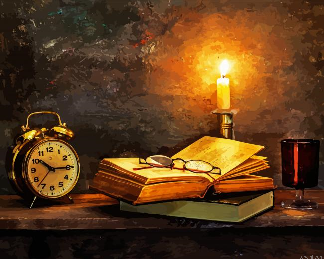 Vintage Candle Light And Book Paint By Numbers