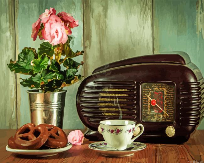Vintage Coffee And Radio Painting By Numberss.png