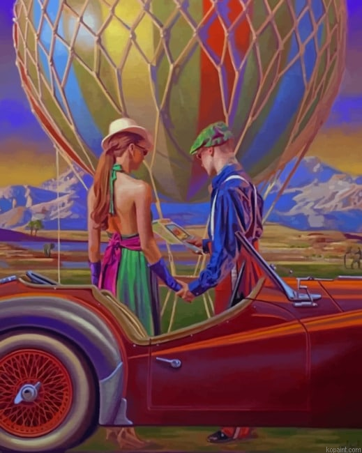 Vintage Couple And Colorful Hot Air Balloon New Painting By Numberss.png