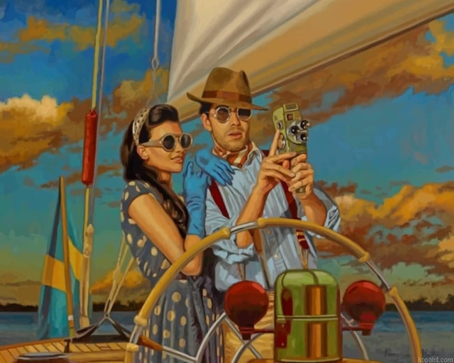 Vintage Couple Taking Pictures New Painting By Numberss.png