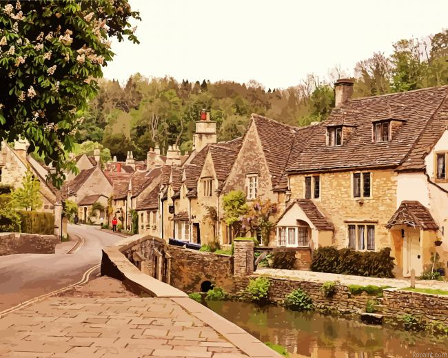 Vintage English Village Painting By Numberss.png