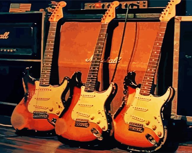 Vintage Fender Guitars Paint By Numbers