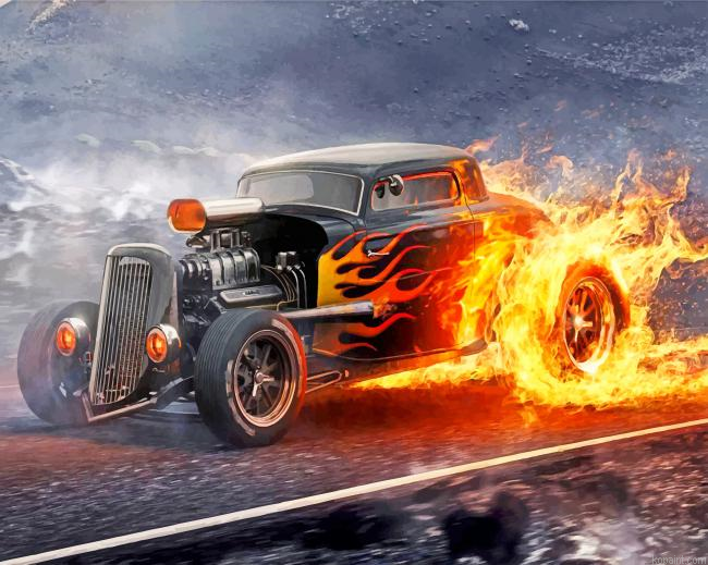 Vintage Fire Car Painting By Numberss.png