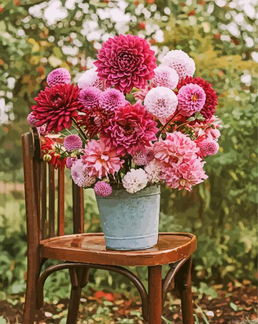 Vintage Flowers On The Chair Painting By Numberss.png