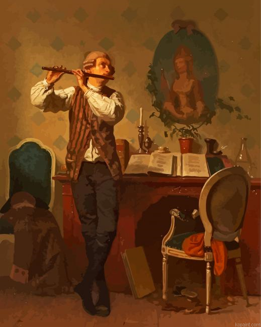 Vintage Flute Player Painting By Numberss.png