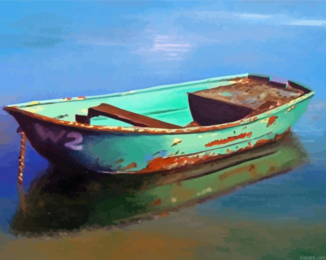 Vintage Green Boat Paint By Numbers