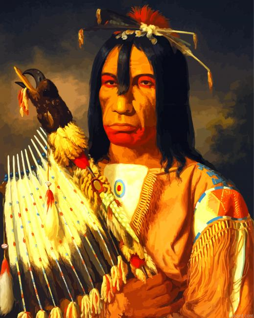 Vintage Indigenous Man Art Painting By Numberss.png
