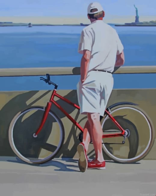 Vintage Man With His Bicycle New Painting By Numberss.png