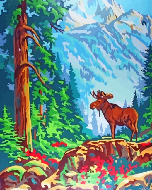Vintage Moose Painting By Numberss.png