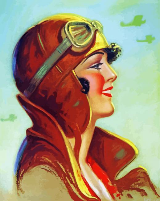 Vintage Pilot Girl Painting By Numberss.png
