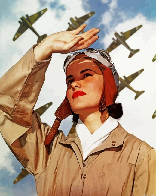 Vintage Pilot Woman Painting By Numberss.png