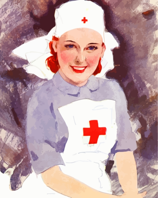 Vintage Red Cross Nurse Paint By Numbers