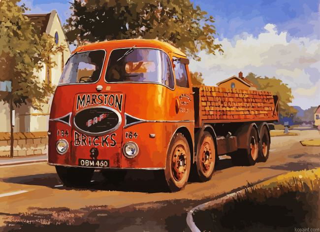 Vintage Red Lorry Painting By Numberss.png