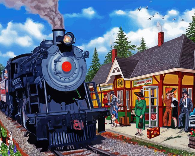 Vintage Train Station Painting By Numberss.png
