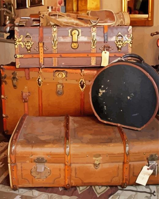 Vintage Travel Cases Paint By Numbers