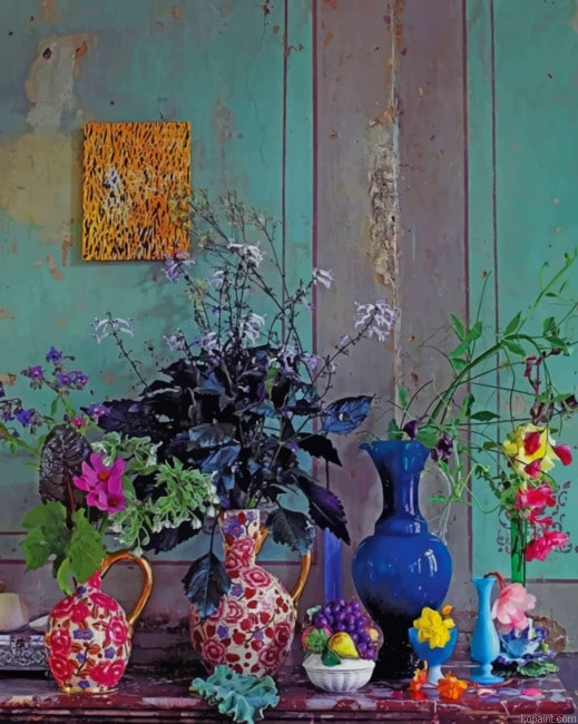 Vintage Vases Of Flowers New Painting By Numberss.png