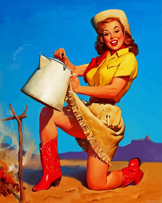 Vintage Western Lady Painting By Numberss.png