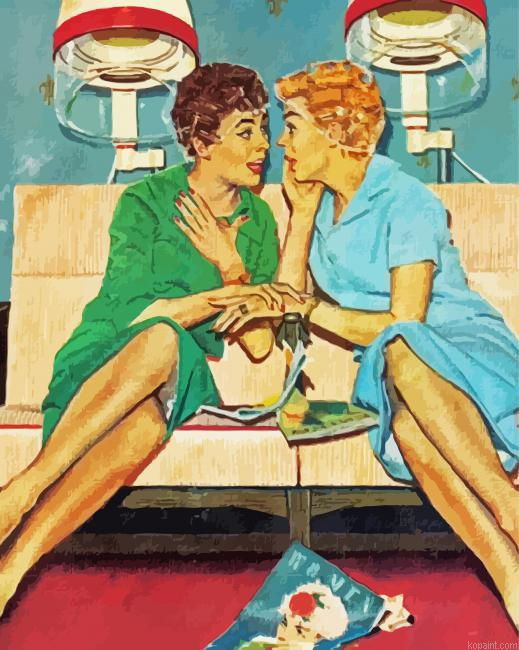 Vintage Women Gossiping Paint By Numbers