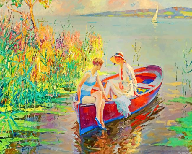 Vintage Women On A Boat Paint By Numbers