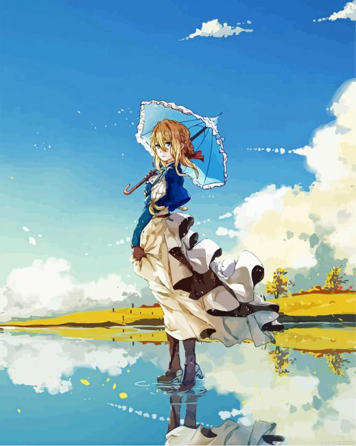 Violet Evergarden Holding Umbrella Paint By Numbers.png