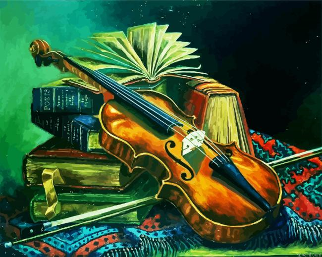 Violin And Books Paint By Numbers.png