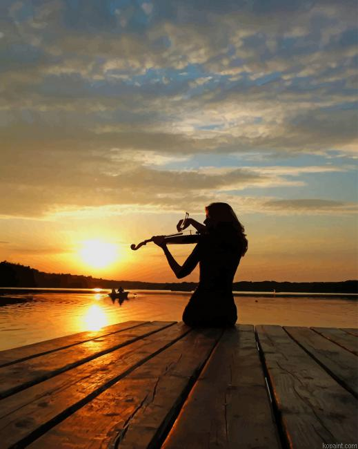 Violinist Girl Silhouette New Painting By Numberss.png