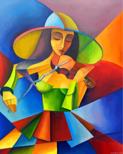 Violinist Woman Art Painting By Numberss.png
