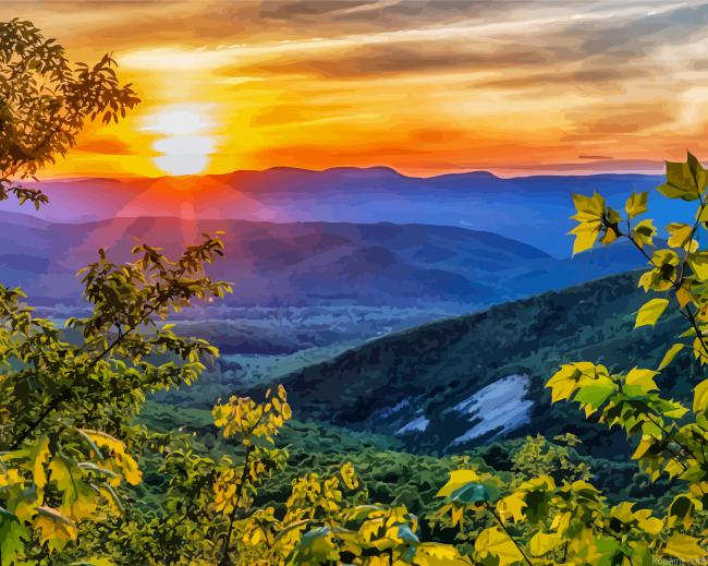 Virginia Mountains At Sunset Paint By Numbers
