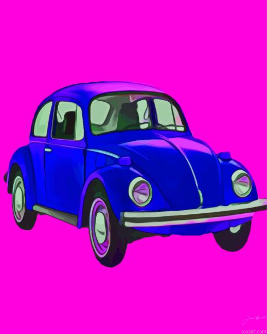 Volkswagen Beetle Pink Background Painting By Numberss.png