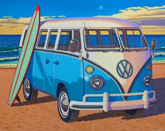 Volkswagen Bus With Surfboard New Painting By Numberss.png