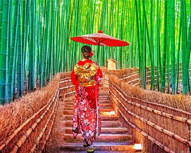 Walking In Bamboo Forest Paint By Numbers