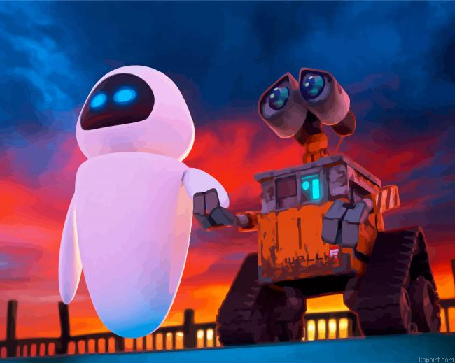 Wall E And Eve Animated Film Paint by Numbers