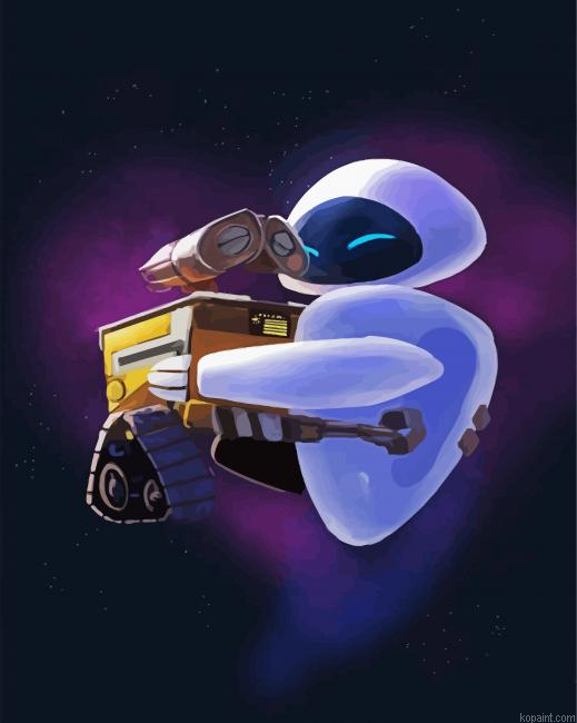 Wall E And Eve Hugging Painting By Numberss.png
