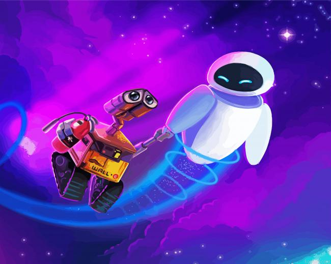 Wall E And Eve In Space Painting By Numberss.png