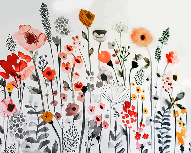Wall Painted Flowers Painting By Numberss.png