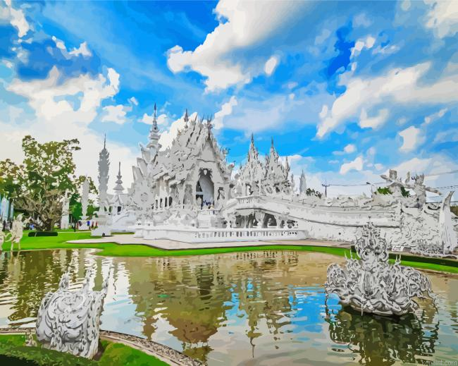 Wat Rong Khun White Temple In Thailand Painting By Numberss.png