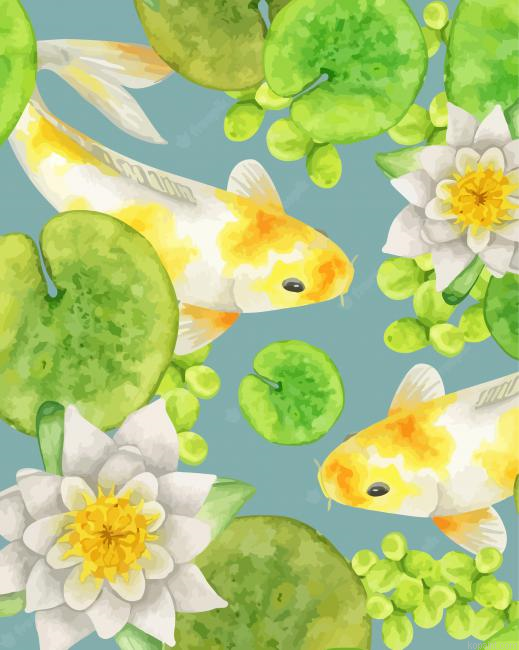 Water Lilies With Koi Painting By Numberss.png