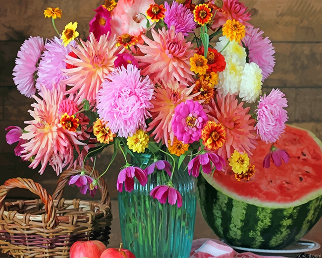 Watermelon Flowers New Painting By Numberss.png