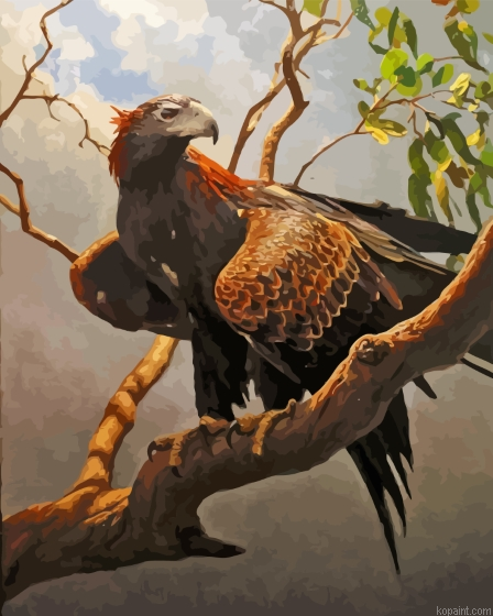 Wedge Tailed Eagle Bird On Branch Painting By Numberss.png