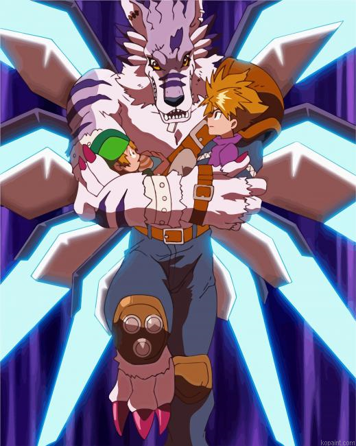 Weregarurumon Anime Illustration Paint By Numbers.png