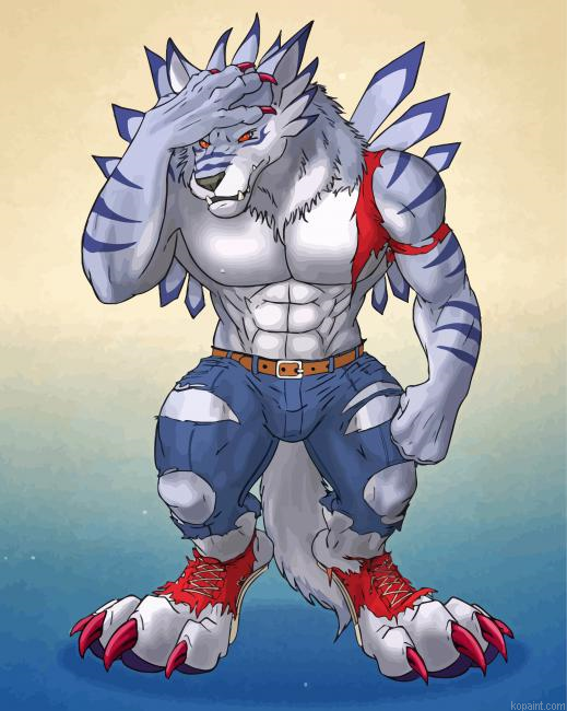 Weregarurumon Digimon Character Painting By Numberss.png