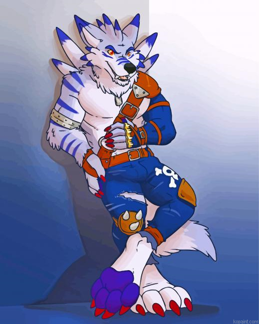 Weregarurumon Digimon Painting By Numberss.png